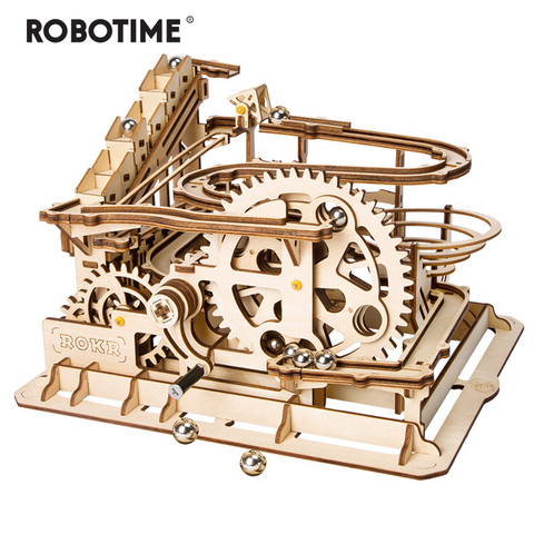 Robotime Rokr 4 Kinds Marble Run DIY Waterwheel Wooden Model Building Block Kits Assembly Toy Gift for Children Adult Dropship ► Photo 1/6