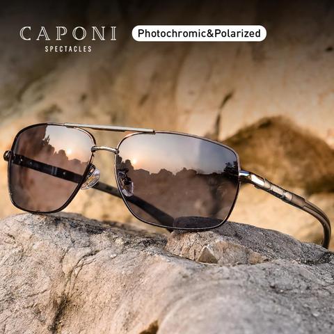 CAPONI Photochromic Men's Sunglasses Polarized Classic Brand Design Anti Ray Shades Driving Square Sun Glasses Men UV400 CP8724 ► Photo 1/6