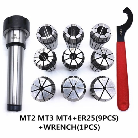 ER25 Spring Clamps 9PCS MT2 ER25 M12 1PCS ER25 Wrench 1PCS Collet Chuck Morse Holder Cone For CNC Milling Lathe tool ► Photo 1/6