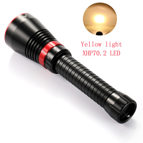 new Led Diving Flashlight 6000 Lumens XHP70.2 Yellow Light Super Bright 100M Underwater Scuba Diving Torch Light ► Photo 1/5