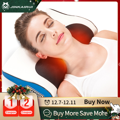 Jinkairui Massage Pillow Shiatsu Heating Shoulder Back Body Multi Function Device Cervical Healthy for Home and Car ► Photo 1/6