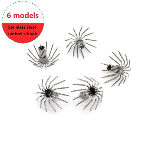 10pcs/set Octopus Squid Lures Jig 12-14 Needles Hook Lure Squid Stainless Steel Barbless DIY Hook Inkfish Cuttlefish Accessories ► Photo 1/5