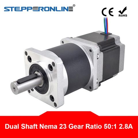 Dual Shaft 50:1 High Precision Planetary Gearbox Nema 23 Stepper Motor L=56mm 4-lead 57 Motor 2.8A Extruder Gear Motor ► Photo 1/5