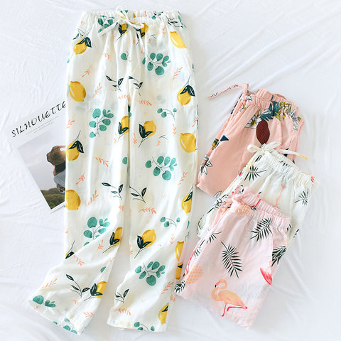 Women's 100% Cotton Summer Trousers Sleeping Pants Large Size Loose Home Pants Air Conditioning Pants Confinement Pants Spring a ► Photo 1/6