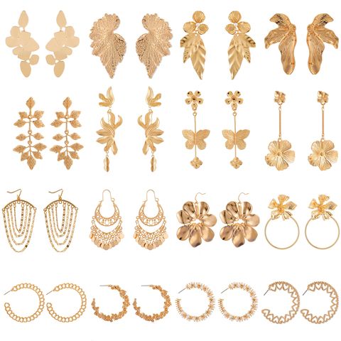 Tocona 21 Style Elegance Flowers Gold Dangle Earrings for Women Luxury Pearl Leaf Butterfly Tassel Earrings Jewelry Wholesale ► Photo 1/6