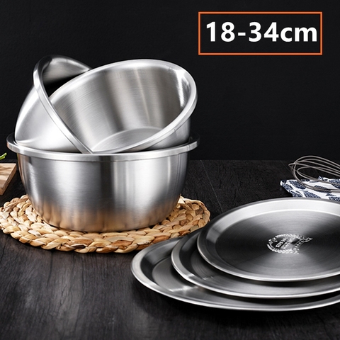 304 Stainless Steel Salad Bowl with Lid Thicken Anti-scald Kitchen Cooking Food Soup Bowl Baking Egg Beater Mixing Storage Bowls ► Photo 1/6