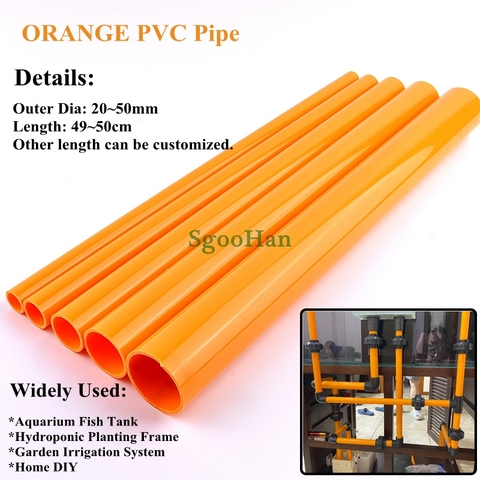 2pcs Orange OD 20~50mm PVC Pipe Aquarium Fish Tank Pipe Garden Irrigation Watering Hydroponic Planting Frame Tube 49~50cm Long ► Photo 1/6