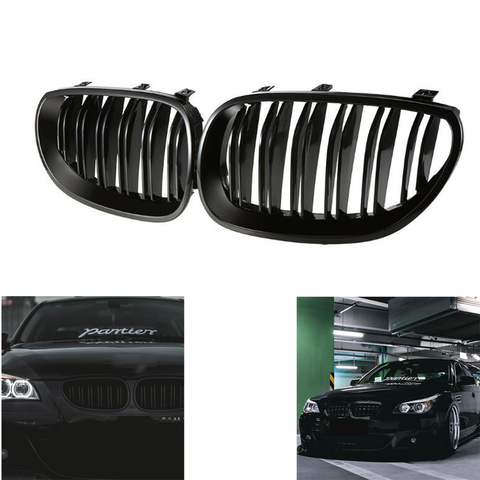 Front Gloss black kidney sport grilles Hood grill for BMW E60 E61 2003, 2004, 2005, 2006, 2007, 2008, 2009 M5 525i 528i 528xi ► Photo 1/5