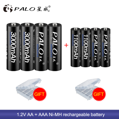 PALO 1.2V 3000mAh AA Rechargeable Battery and 1100mAh AAA Rechargeable Batteries For Toys Car 1.2V AA AAA Battery ► Photo 1/6