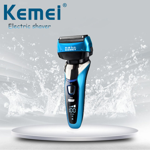 KEMEI 3D Reciprocating Electric Razor Shaving Machine LCD Display Rechargeable Washable Beard Hair Shaver for Men Km-8150 F30 ► Photo 1/6