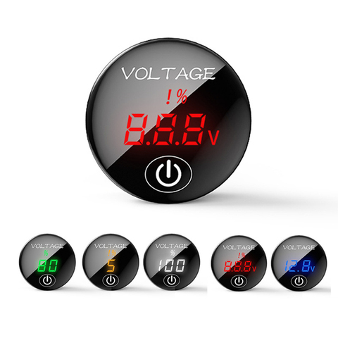 DC 5V-48V Car Motorcycle LED Panel Digital Voltage Voltmeter Meter Battery Capacity Display Volt With Touch ON OFF Switch ► Photo 1/6