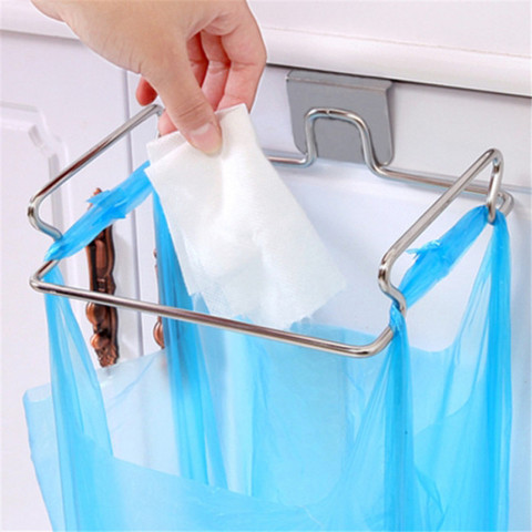 Stainless steel kitchen trash bag holder door hook garbage bags hanger Cupboard Stand Support storage rack kitchen Accessories ► Photo 1/6