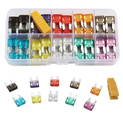 100Pcs Profile Small Size Blade Car Fuse Assortment Set for Auto Car Truck 2.5/3/5/7.5/10/15/20/25/30/35A Fuse with Plastic Box ► Photo 1/6