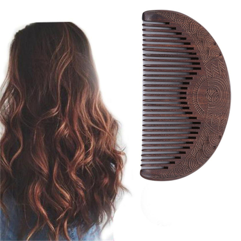 2022 New Brown Color Hair Care Comb High Qaulity Anti-static Handmade Natural Wood Wooden Carved Sandalwood Combs Mandarin ► Photo 1/6