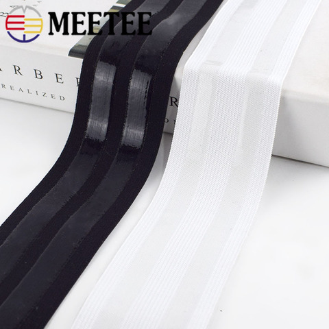 Meetee 2/4Meters 5cm Black White Nylon Polyester Non-slip Silicone Elastic Band DIY Clothes Sewing Pants Belt Stretch Band EB038 ► Photo 1/6