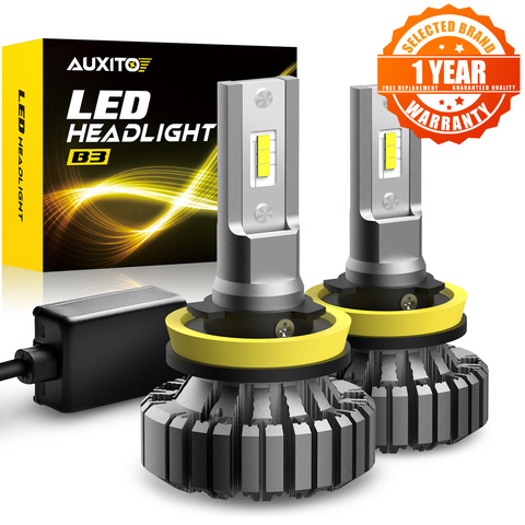 AUXITO 2PCS Fanless LED CSP Chip Headlight Bulb H8 H11 9005 HB3 9006 HB4 Led Headlamp for Audi Kia BMW Subaru Ford Toyota Volvo ► Photo 1/6