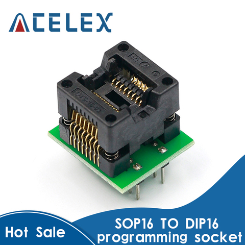 SOP16 TO DIP16 SOP16 turn DIP16 SOIC16 to DIP16 IC socket Programmer adapter Socket 150mil ► Photo 1/6