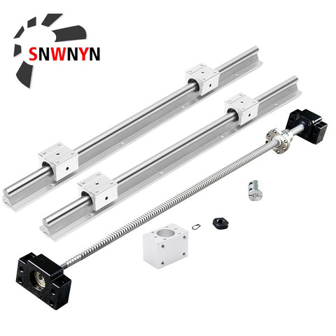 SBR16 Linear Rail Support+4pc SBR16UU For XYZ+SFU 1605 Ball Screw Any Length+BK BF12 End Support Block+1605 Nut Housing+Coupling ► Photo 1/6