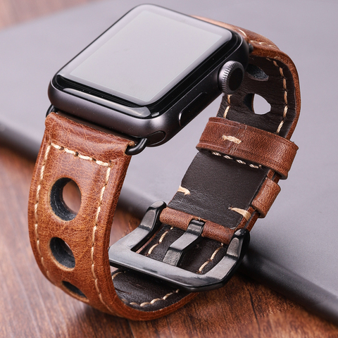 Genuine Leather Watchbands For Apple Watch Band 42 mm 38mm Women Men Watch Accessories Strap For Iwach 44mm 40mm Series 5 4 3 2 ► Photo 1/6