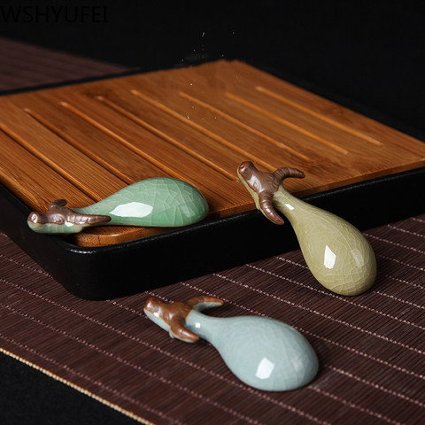 Celadon Mini Tea Pet Cattle Le Tao Auspicious Cow Creative Arts and Crafts Ceramics Furnishing Articles Tea set decorations ► Photo 1/6