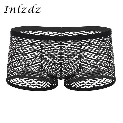 Mens Erotic Lingerie Fishnet Underwear for Sex Mesh Sexy Panties See Through Sheer Low Rise Boxer Briefs Male Sexy Gay Underwear ► Photo 1/6