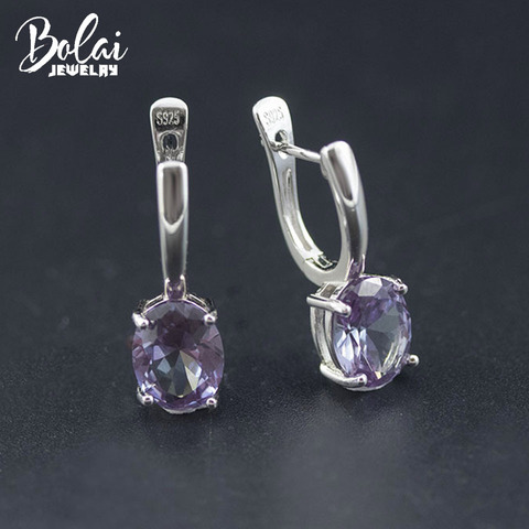 Bolai Color Changing Created Alexandrite Dangle Earrings 925 Sterling Silver 9*7mm Fine Jewelry For Women Female Birthday Simple ► Photo 1/6