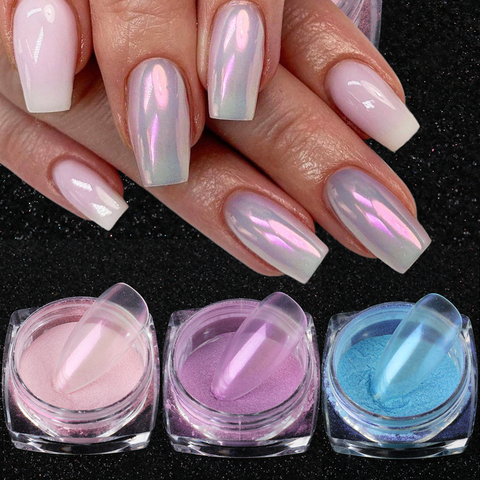 Buy Online 0 5g Box Aurora Nail Powder Glitter Shiny Transparent Chameleon Pigment Dust Mermaid Mirror Chrome Nail Art Decorations Tr1786 1 Alitools