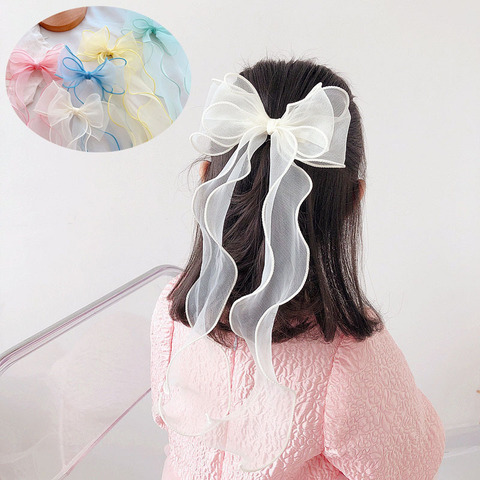 New Korean Princess Style Press Clip Double-Layer Organza Bow Ribbon Braided Lace Side Clip Temperament Hair Accessories ► Photo 1/6
