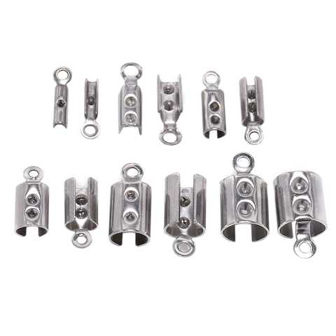50pcs Stainless Steel Cords Crimp End Beads Caps Leather Clip Tip Fold Crimp Bead Bracelet Connectors For Jewelry Making Finding ► Photo 1/6