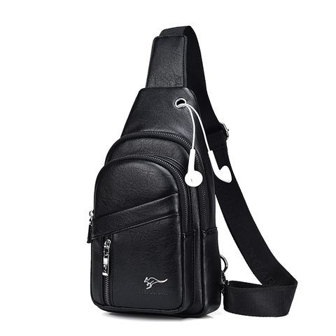 Luxury Brand Leather Men Chest Bag Male Crossbody Bags For Men Sling Belt Bag USB Charging Chest Pack Travel Messenger Bag 2022 ► Photo 1/6