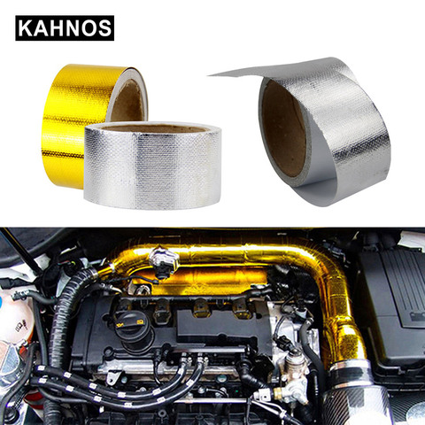 A Gold 2'' Thermal exhaust Tape Air Intake Heat Insulation Shield Wrap Reflective Heat Barrier Self Adhesive Engine 2 Inch 5/10M ► Photo 1/6