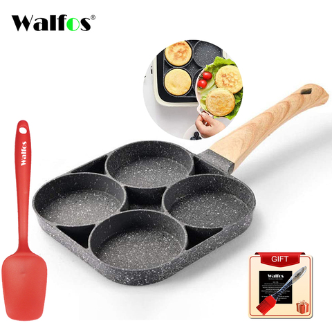 Four-Hole Frying Pot Pan Thickened Omelet Pan Non-Stick Egg Pancake Steak Pan Cooking Egg Ham Pans Breakfast Maker Cookware ► Photo 1/6