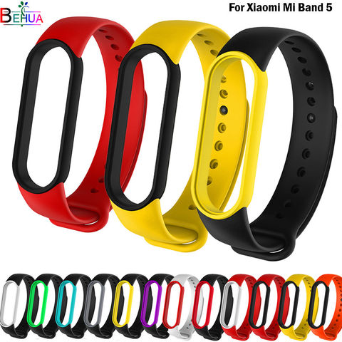 strap Sport soft Silicone belt watchband Bracelet For Xiaomi Mi Band 5 smartwatch Double color Replacement TPU Fashion wristband ► Photo 1/6