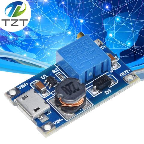 1pcs/lot DC-DC Adjustable Boost Module 2A Boost Plate 2A Step Up Module with MICRO USB 2V - 24V to 5V 9V 12V 28V MT3608 LM2577 ► Photo 1/6