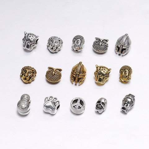 10pcs/bag Gold Silver Buddha Sparta leopard Lion Heads Spacer Beads For Jewelry Finding Making DIY Handmade Charm Beads Bracelet ► Photo 1/6