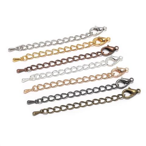 10Pcs/lot Stainless Steel Necklace Extension Chain Lobster Clasp Extended  Chains For DIY Jewelry Making Supplies Accessories