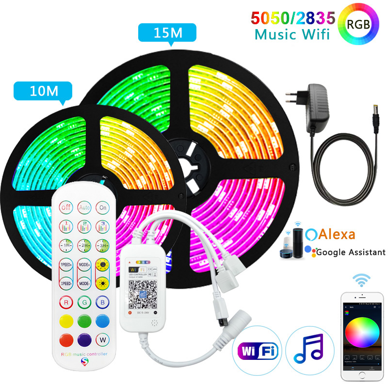 30m RGB LED Strip Light 5050 5m 10m No Waterproof Leds Tape Diode Ribbon 2835 LED Lamp Controller AC 220V DC 12V Adapter - Price history & Review | AliExpress Seller -