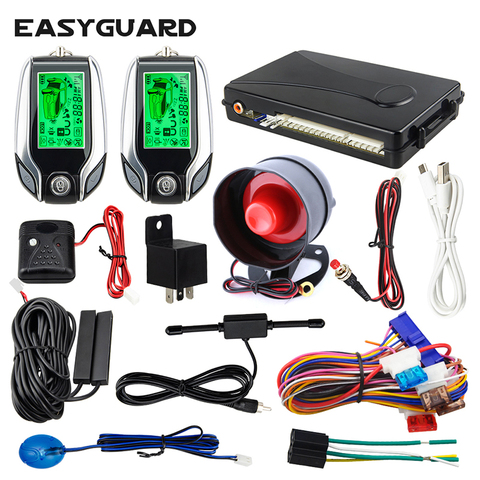 EASYGUARD 2 way car alarm pke keyless entry lcd pager display vibration alarm universal car auto keyless entry system dc12v ► Photo 1/6