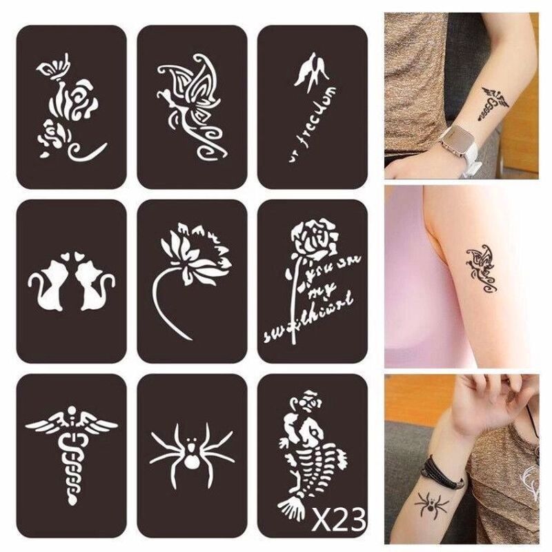 1 Set Henna Tattoo Stencil Flower Hollow Out Glitter Tattoo