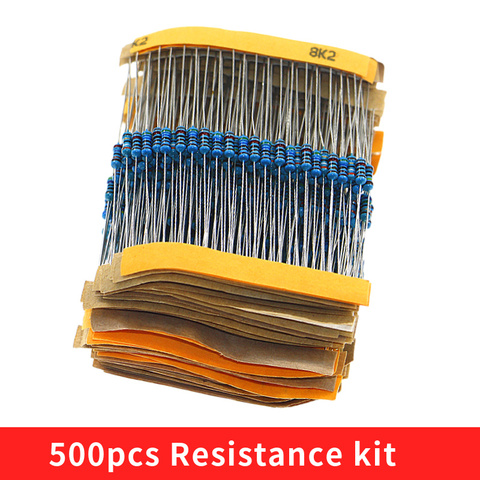 500pcs/lot 50 values 1/4W 0.25W 1% Metal Film Resistor Assortment Kit Set 1R-10mR 1ohm-10Mohm resistor samples kit ► Photo 1/4