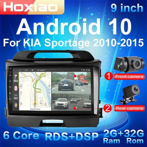 Android 10 Car 9 inch 2 Din RDS Dual Lens Radio Quad Core WIFI GPS Bluetooth Multimedia For KIA sportage 2010-2015 DVR camera ► Photo 1/6