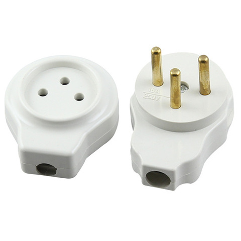 White 16A Israel male female assembly wiring power plug socket Pakistan european 3pins triprong docking connector plug Type H ► Photo 1/6