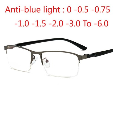 Half Frame Anti-blue light Nearsighted Glasses Resin Nearsight Woman Men Shortsighted Myopia Eyewear -1.0 -1.5 -2 -2.5 -3 -To -6 ► Photo 1/6