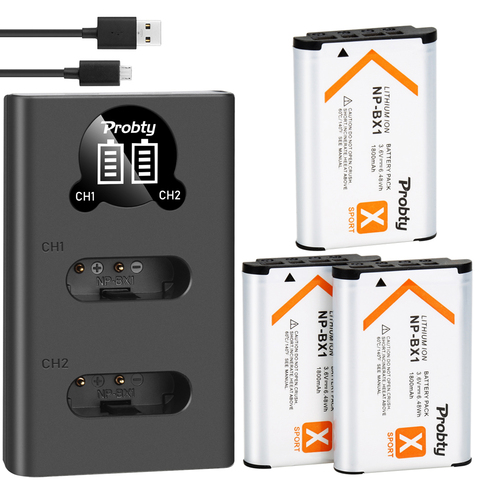 For sony NP BX1 NP-BX1 Battery + Charger For Sony DSC-RX100 X3000 IV HX300 WX300 HDR-AS15 X3000R MV1 AS30V HDR-AS300 ► Photo 1/6