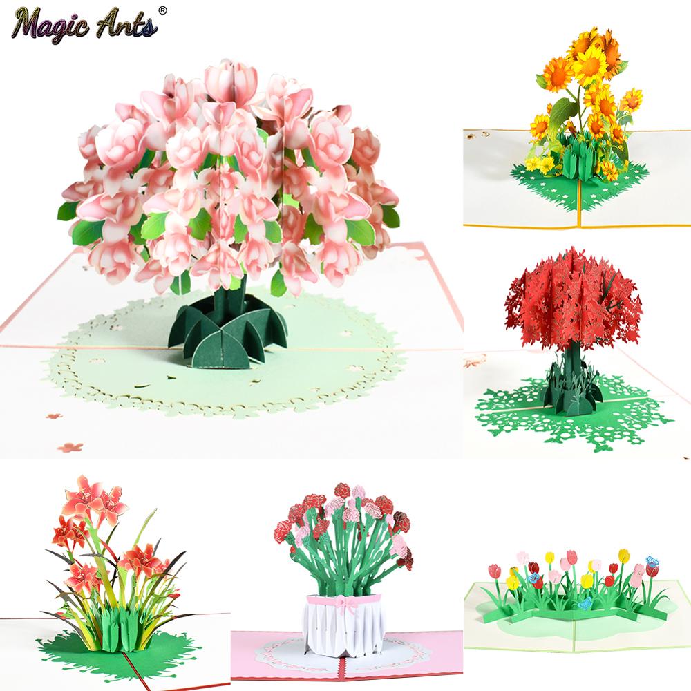 3D Pop-Up Rhododendron Greeting Card for Birthday Mothers Father's Day Wedding 