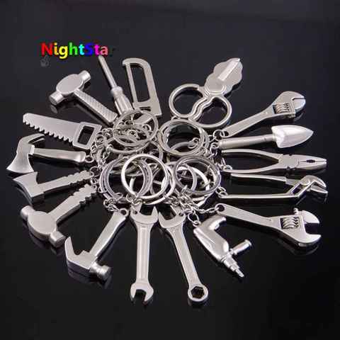 1Pcs Mini Cute Creative Tool Wrench Ax Pliers Drill Ruler Screwdriver Spanner Key Chain Ring Keyring Metal Keychain  16 Style ► Photo 1/6
