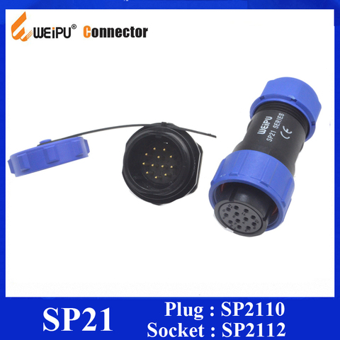 Original Weipu Connector SP21 2 3 4 5 7 9 12 Pin IP68 Female Cable Plug + Male Rear Mount Socket Connector SP2110/S* SP2112/P* ► Photo 1/6