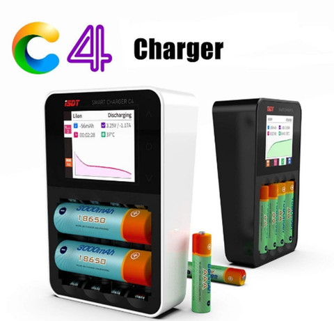 ISDT C4 8A Touch Screen Smart Battery Charger with USB Output for 18650 26650 AA AAA Battery with IPS Display Screen ► Photo 1/4