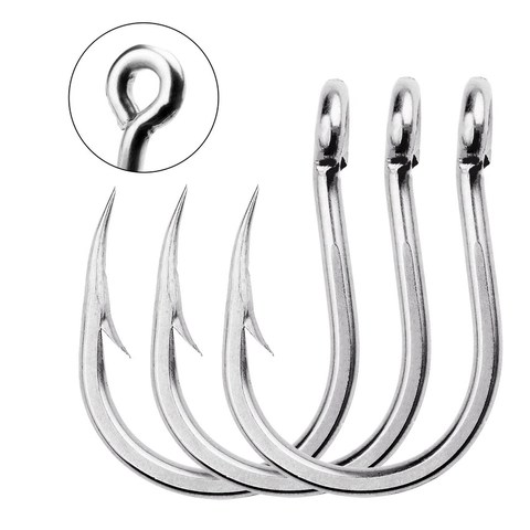 50pcs Saltwater Fishing Hook Jigging Hook 1/0#-13/0# Stainless Barbed Steel Fishhook with Hole for Fishing Accessories ► Photo 1/6