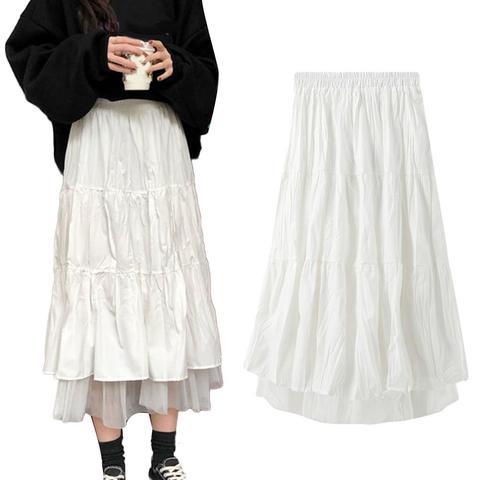 Fashion Women A Line Pleated Tulle Elastic High Waist Party Long Maxi Skirt ► Photo 1/6